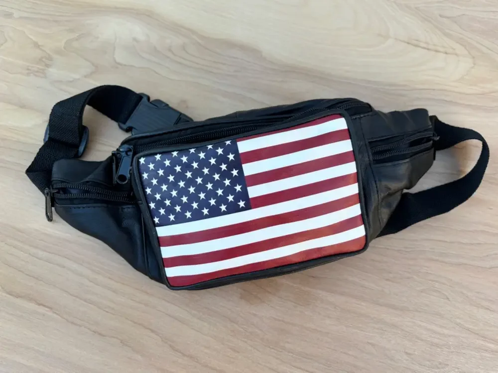 Stone Mountain USA American Flag Leather Waist Fanny Pack Belt Pouch